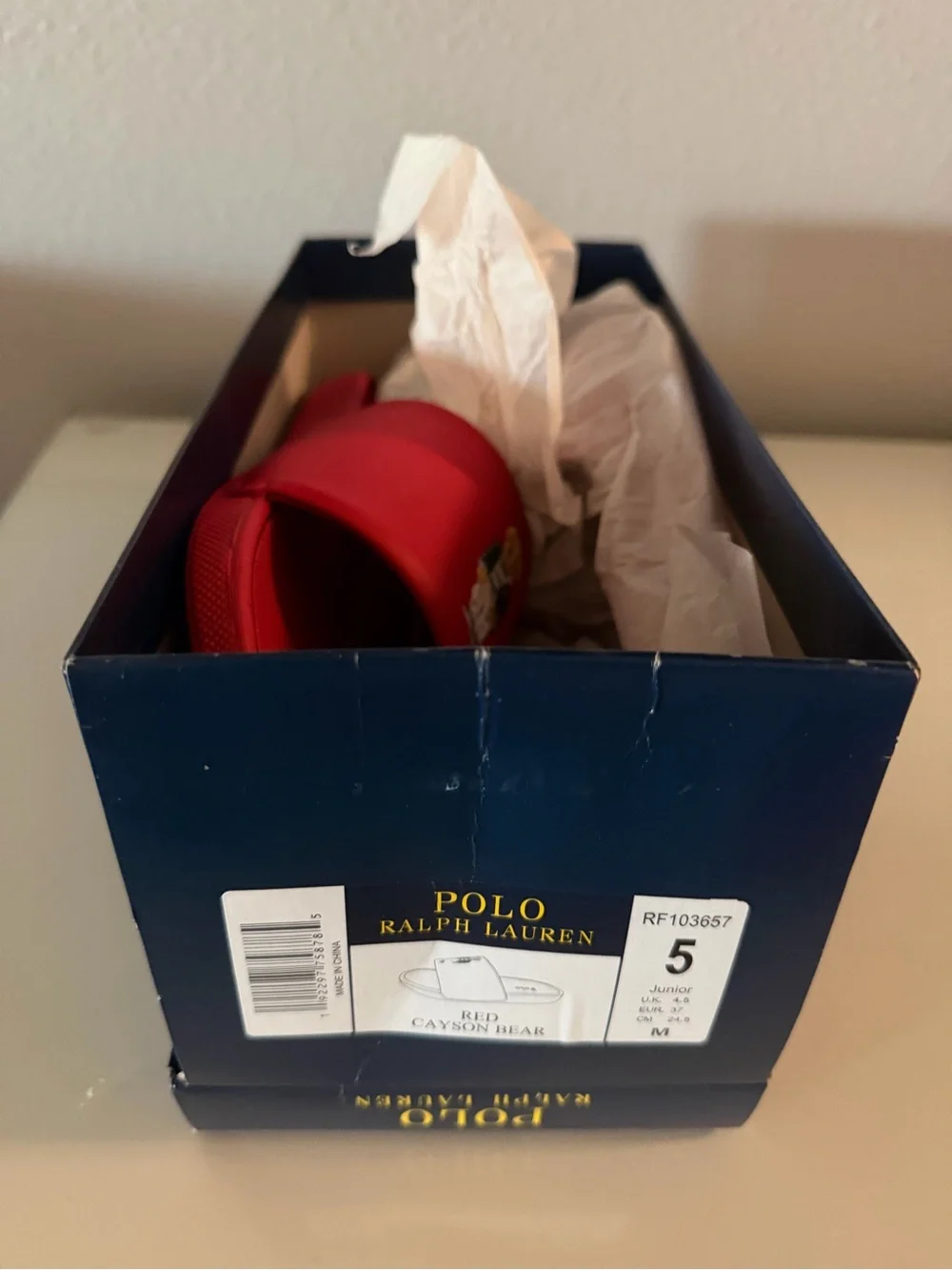 Polo Ralph Lauren Red Cayson Bear slides size 5